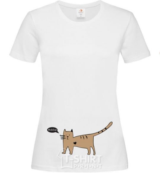 Women's T-shirt cat love White фото