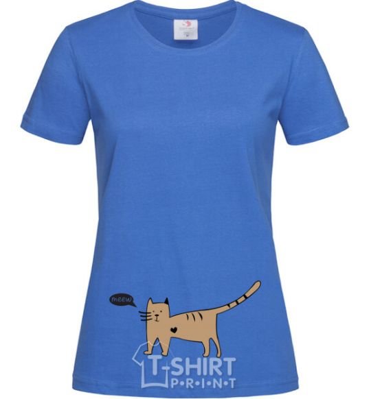 Women's T-shirt cat love royal-blue фото