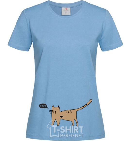 Women's T-shirt cat love sky-blue фото