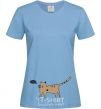 Women's T-shirt cat love sky-blue фото