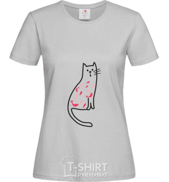 Women's T-shirt Lady cat grey фото