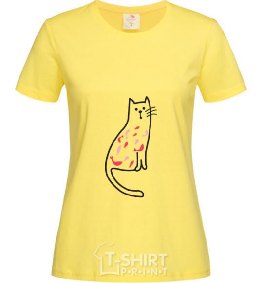 Women's T-shirt Lady cat cornsilk фото