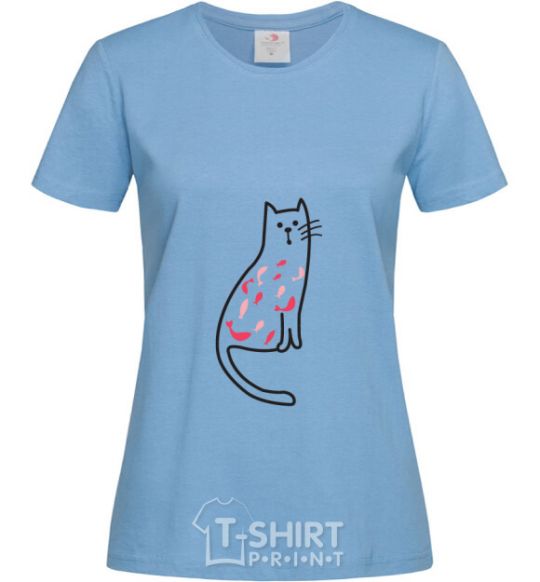 Women's T-shirt Lady cat sky-blue фото