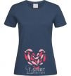 Women's T-shirt love fishes navy-blue фото