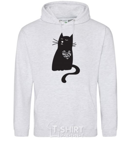 Men`s hoodie cat man sport-grey фото