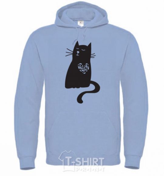 Men`s hoodie cat man sky-blue фото