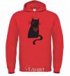 Men`s hoodie cat man bright-red фото