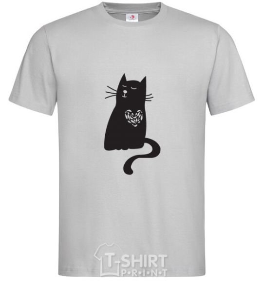 Men's T-Shirt cat man grey фото