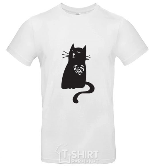 Men's T-Shirt cat man White фото