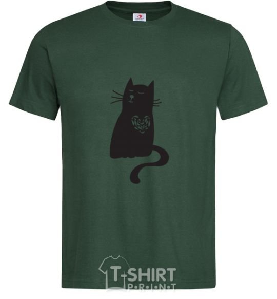 Мужская футболка cat man Темно-зеленый фото
