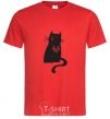Men's T-Shirt cat man red фото