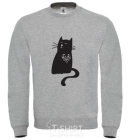 Sweatshirt cat man sport-grey фото