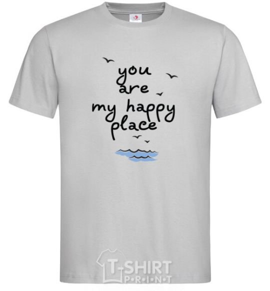 Мужская футболка happy place Серый фото