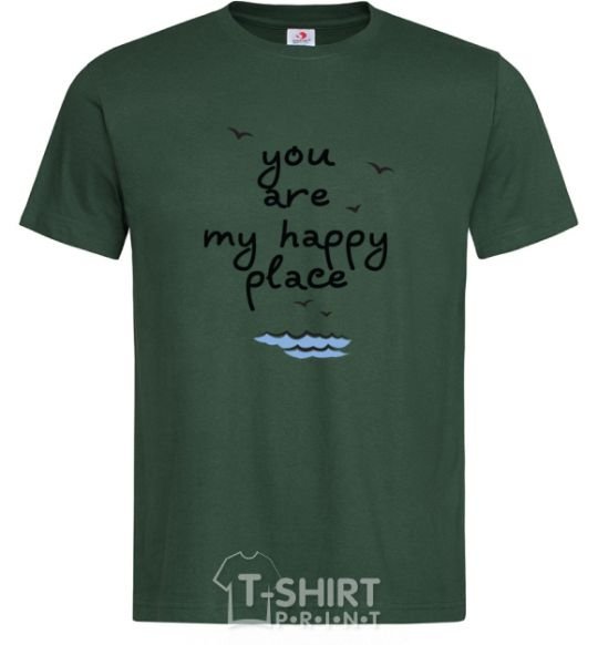 Мужская футболка happy place Темно-зеленый фото