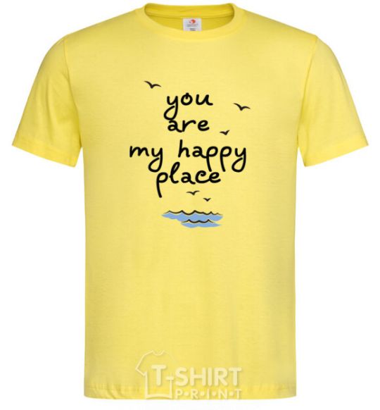 Мужская футболка happy place Лимонный фото