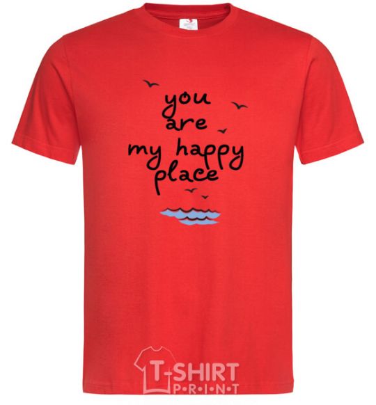 Men's T-Shirt happy place red фото