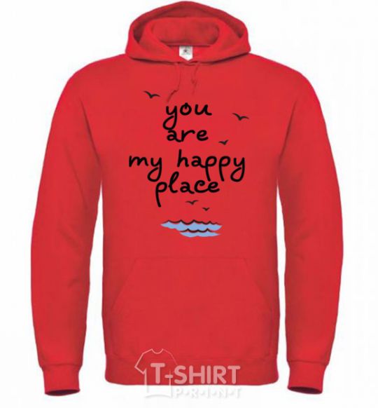 Men`s hoodie happy place bright-red фото