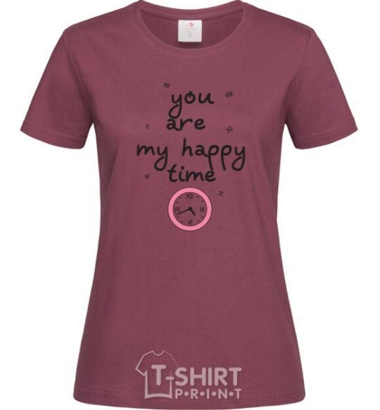 Women's T-shirt happy time burgundy фото