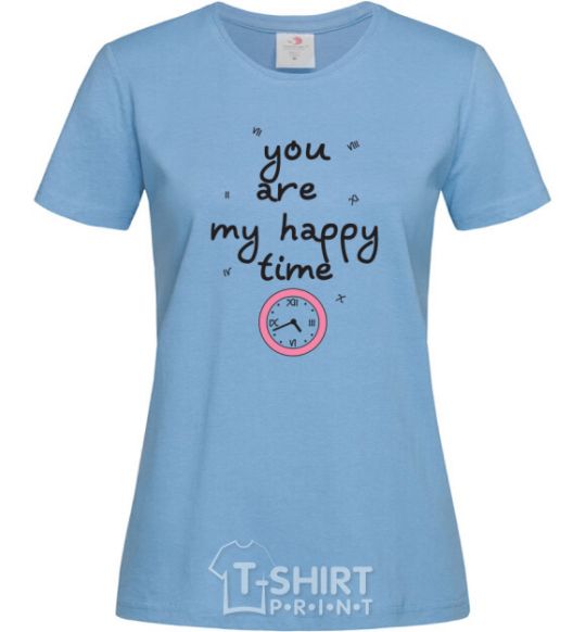Women's T-shirt happy time sky-blue фото