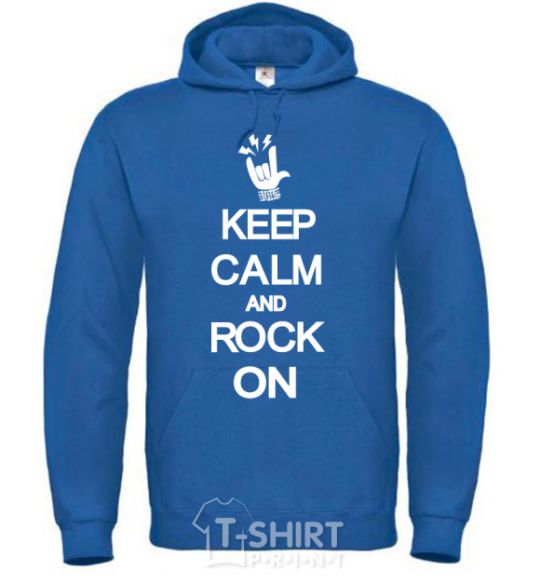 Men`s hoodie Keep calm and rock on royal фото