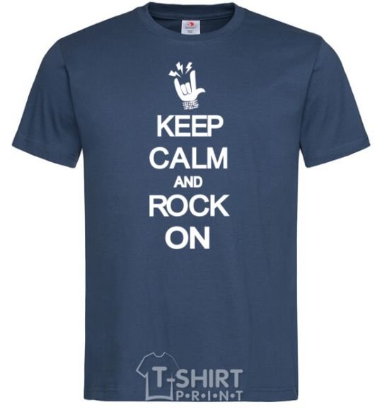 Men's T-Shirt Keep calm and rock on navy-blue фото