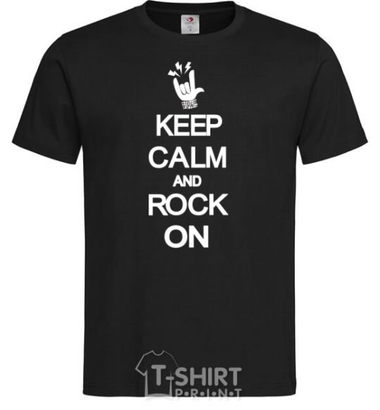 Мужская футболка Keep calm and rock on Черный фото