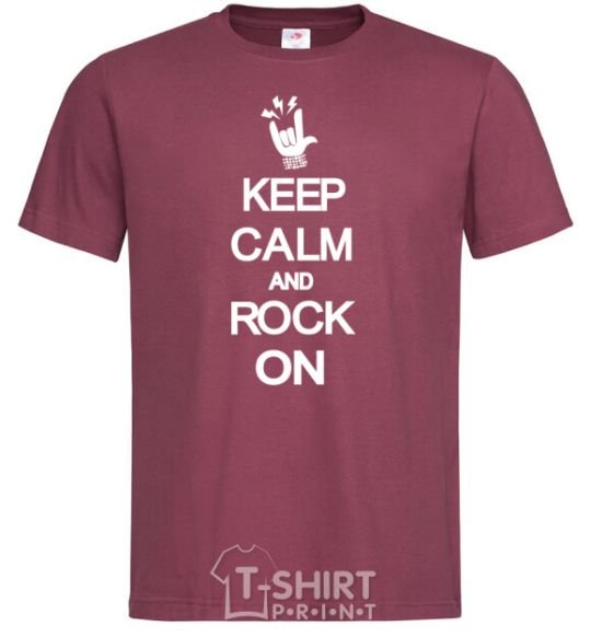 Men's T-Shirt Keep calm and rock on burgundy фото