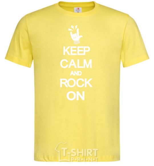 Men's T-Shirt Keep calm and rock on cornsilk фото