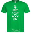 Мужская футболка Keep calm and rock on Зеленый фото