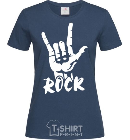 Женская футболка ROCK знак Темно-синий фото