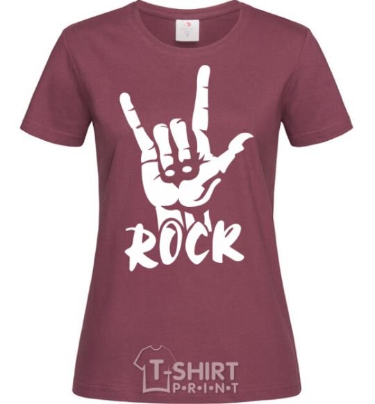 Женская футболка ROCK знак Бордовый фото