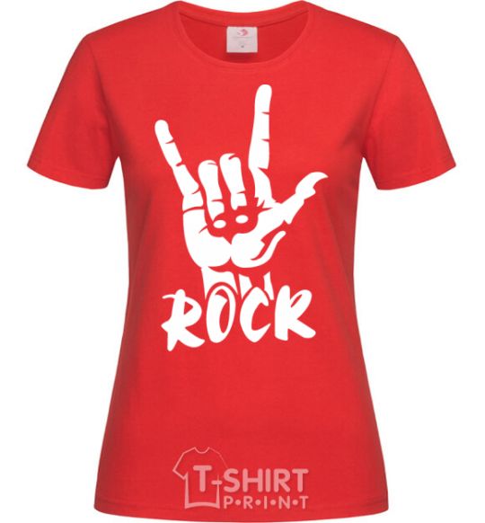 Женская футболка ROCK знак Красный фото