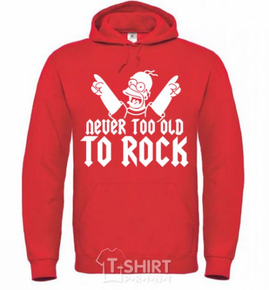 Men`s hoodie Never too old to rock Simpsons Homer bright-red фото