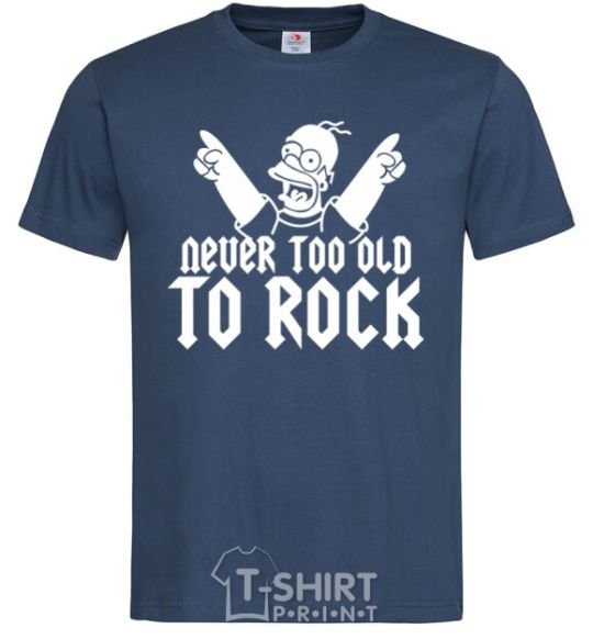Мужская футболка Never too old to rock Simpsons Homer Темно-синий фото