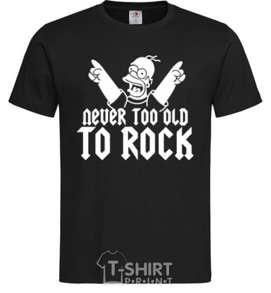 Мужская футболка Never too old to rock Simpsons Homer Черный фото
