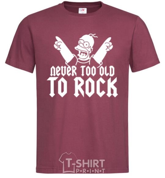 Мужская футболка Never too old to rock Simpsons Homer Бордовый фото
