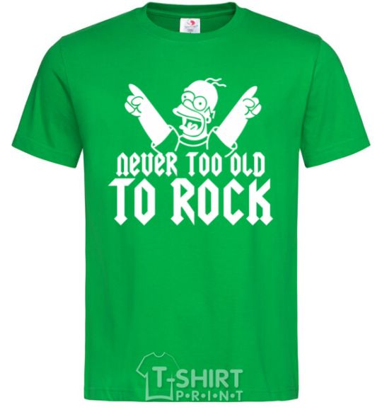 Мужская футболка Never too old to rock Simpsons Homer Зеленый фото