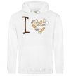 Men`s hoodie i love cats White фото