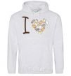 Men`s hoodie i love cats sport-grey фото