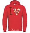 Men`s hoodie i love cats bright-red фото