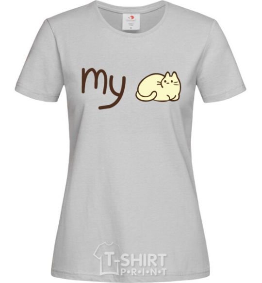 Women's T-shirt my cat grey фото