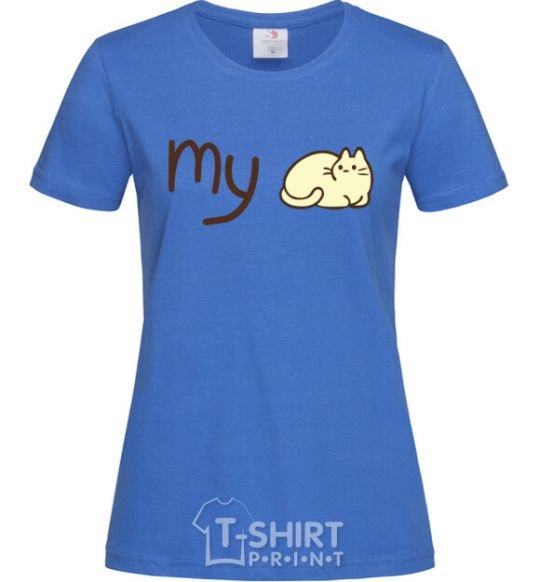 Women's T-shirt my cat royal-blue фото