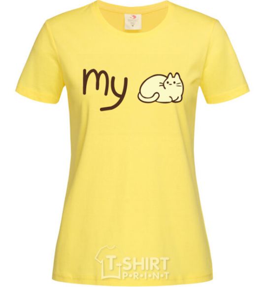 Women's T-shirt my cat cornsilk фото