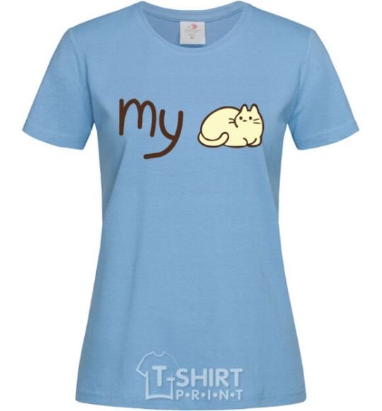 Women's T-shirt my cat sky-blue фото