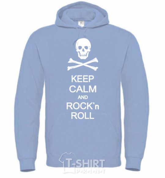 Men`s hoodie keep calm and R'nR sky-blue фото