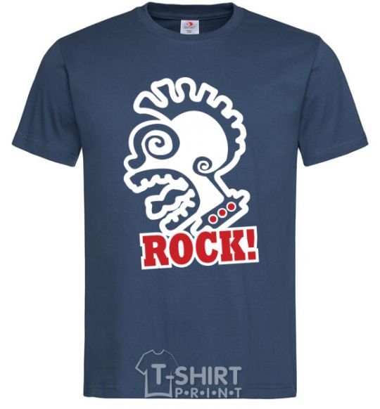 Men's T-Shirt Rock! with a face navy-blue фото