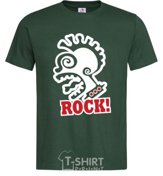 Men's T-Shirt Rock! with a face bottle-green фото