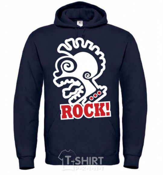 Men`s hoodie Rock! with a face navy-blue фото