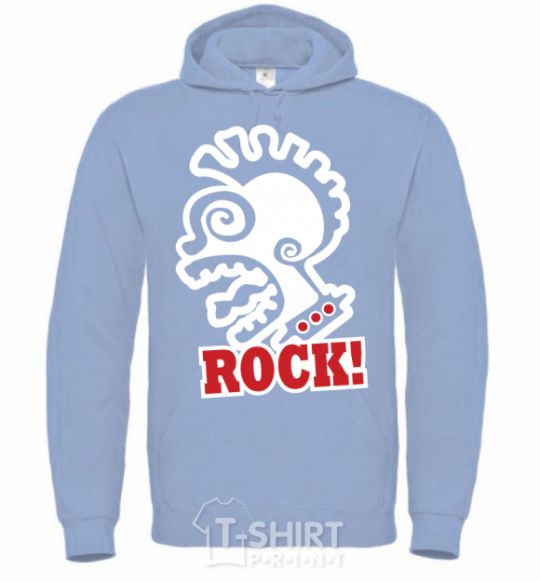 Men`s hoodie Rock! with a face sky-blue фото