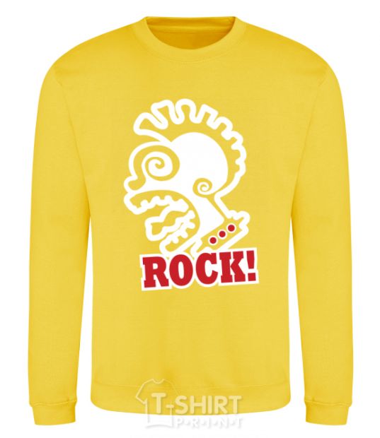 Sweatshirt Rock! with a face yellow фото